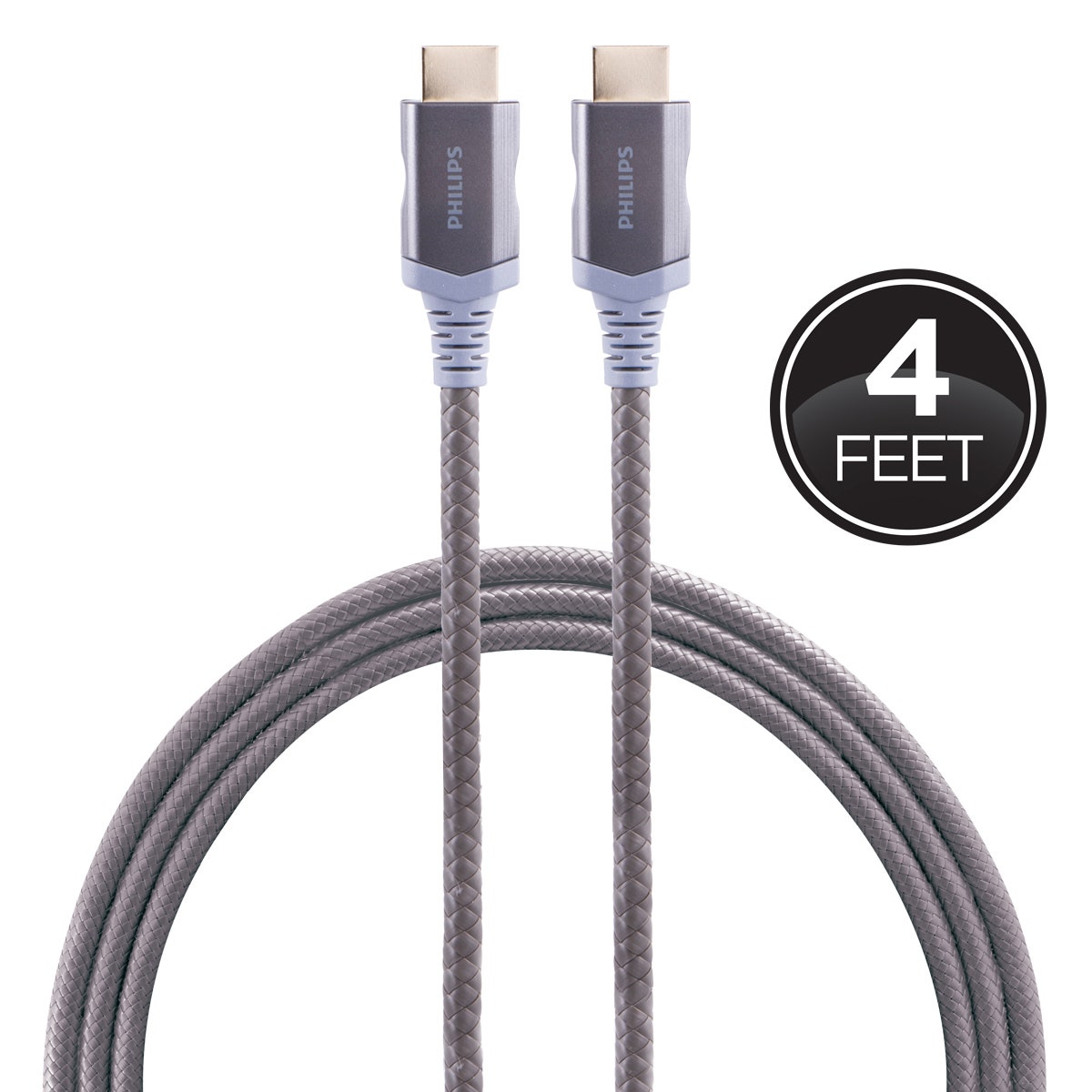 Philips Elite Plus 4 ft. Premium Certified HDMI Cable with Ethernet, Gray