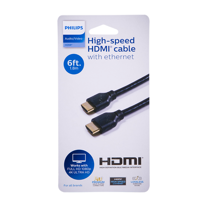 Philips 6 ft. HDMI Cable with Ethernet, Black
