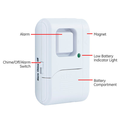 UltraPro Battery Operated Magnetic Window or Door Alarm, 4 Pack, White