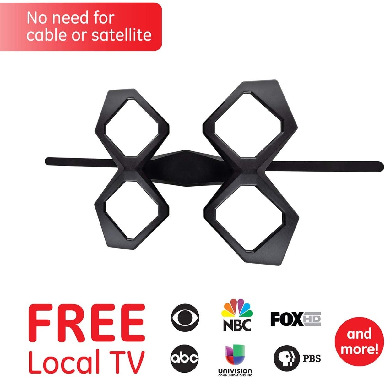 GE Quadcore HD Antenna, Black
