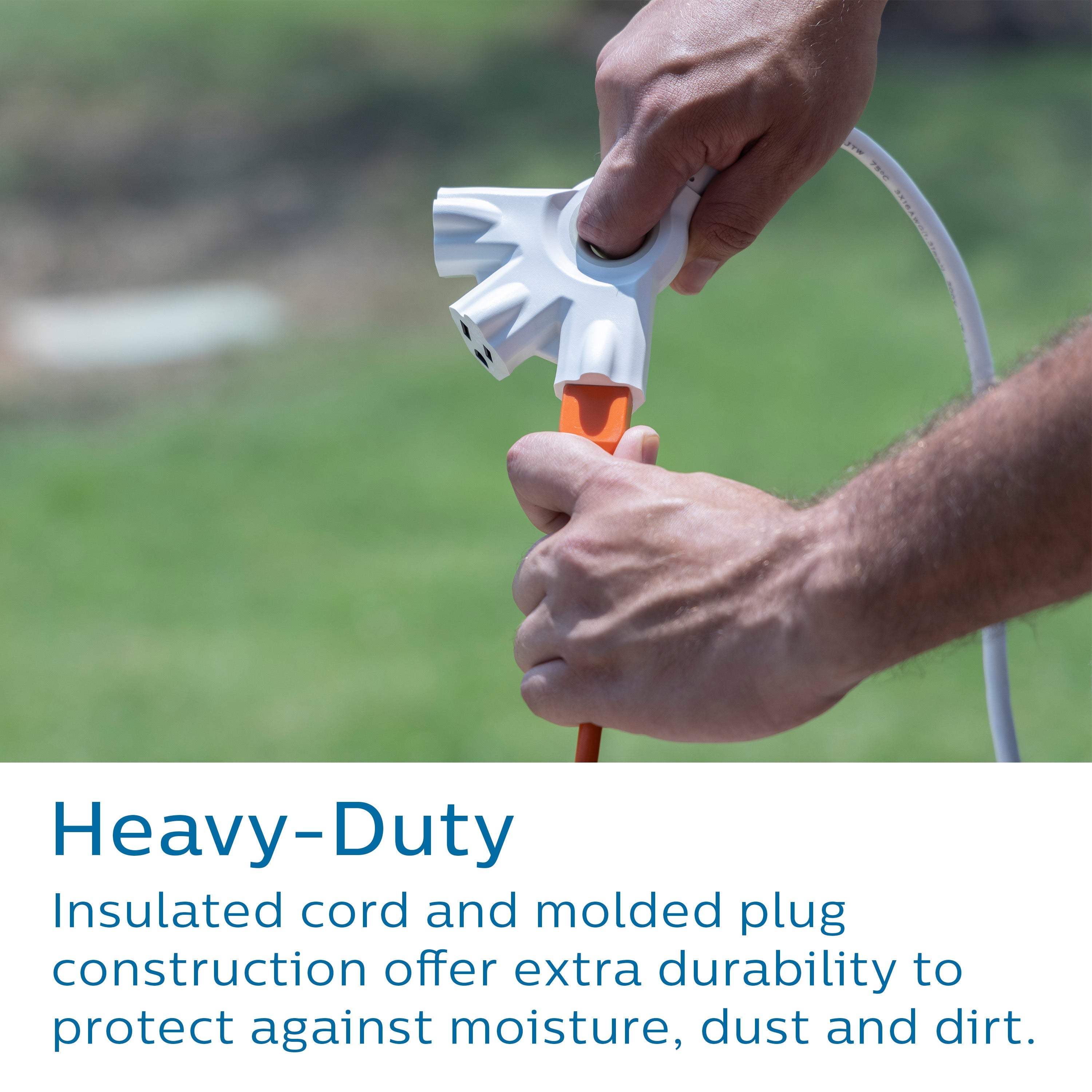 Philips EZGrip 3-Outlet 8ft. Indoor/Outdoor Extension Cord, White