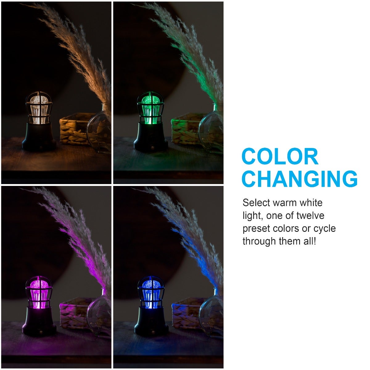 GE Vintage Cage Frame Color Changing Light Sensing LED Night Light, Black