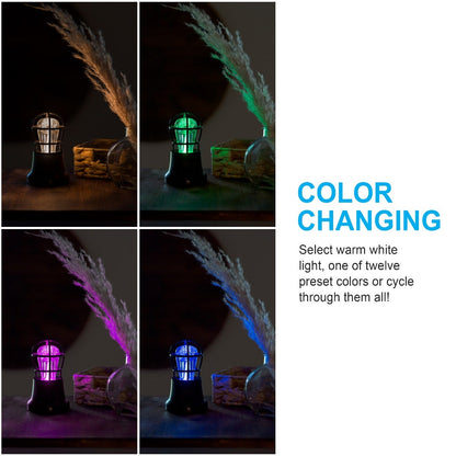 GE Vintage Cage Frame Color Changing Light Sensing LED Night Light, Black