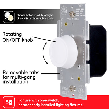 GE Single Pole Rotating Dimmer Switch