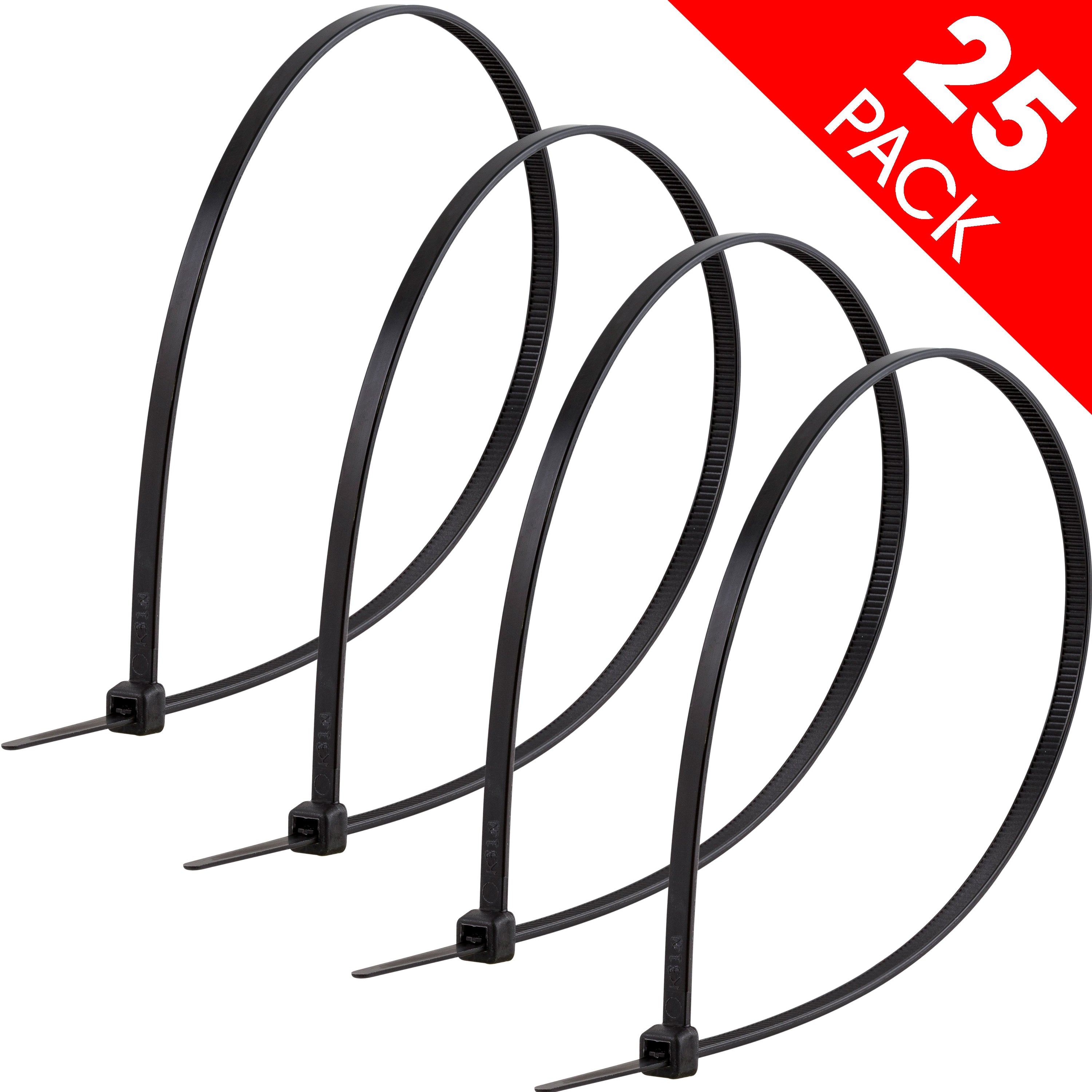 Power Gear Plastic Cable Ties, Black, 14in, 25pk