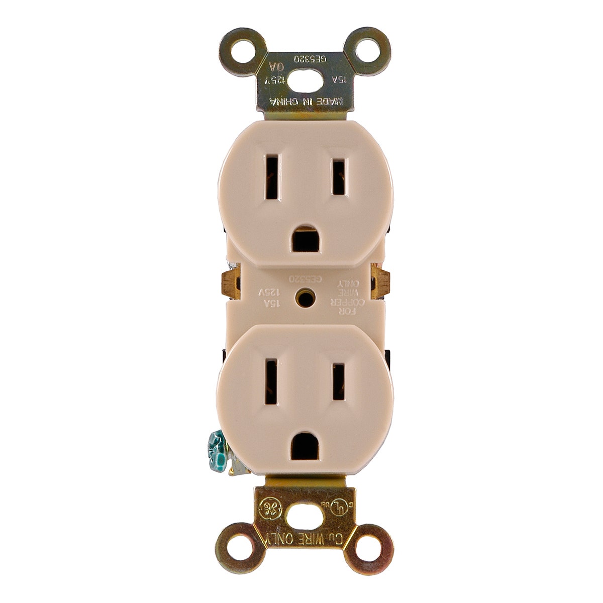 GE Duplex Receptacle, Ivory