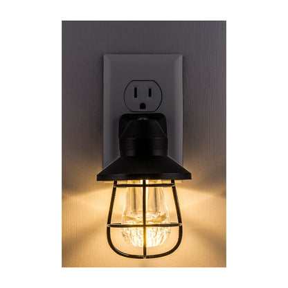 GE Vintage Cage Frame Light Sensing LED Night Light, 4 Pack, Black