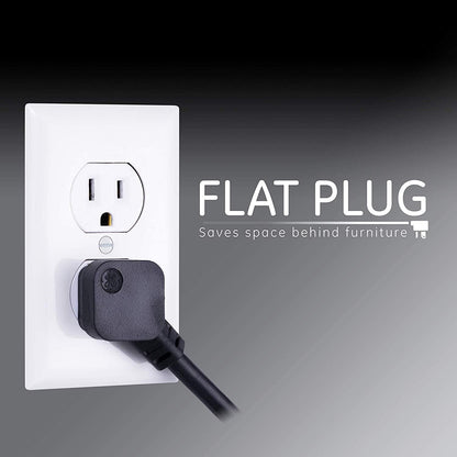 GE 6-Outlet 8ft. Surge Protector with Twist-to-Close Safety Covers, 2 Pack, Black