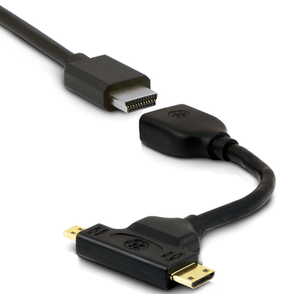 GE HDMI to Mini and Micro Pigtail Adapter, Black