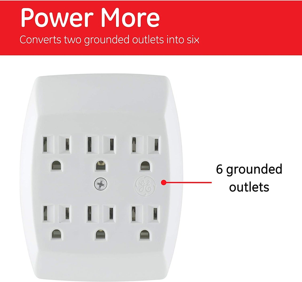 GE 6-Outlet Wall Tap, 5 Pack, White