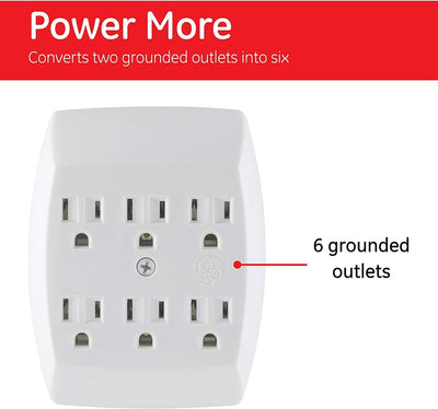 GE 6-Outlet Wall Tap, 5 Pack, White