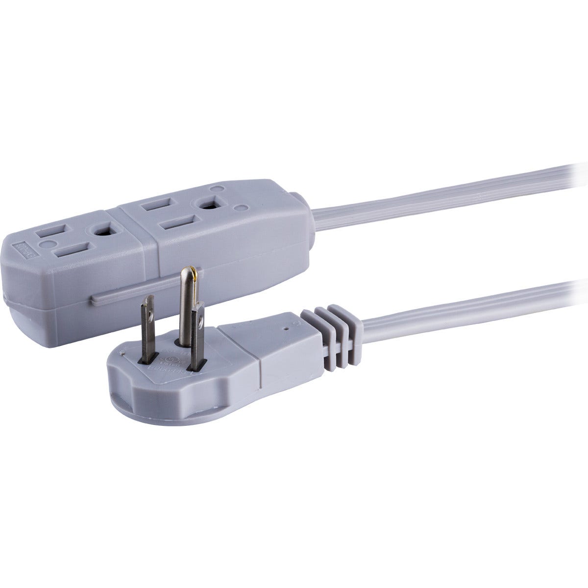 GE 3-Outlet 15ft. Extension Cord with Right-Angle Plug, Gray