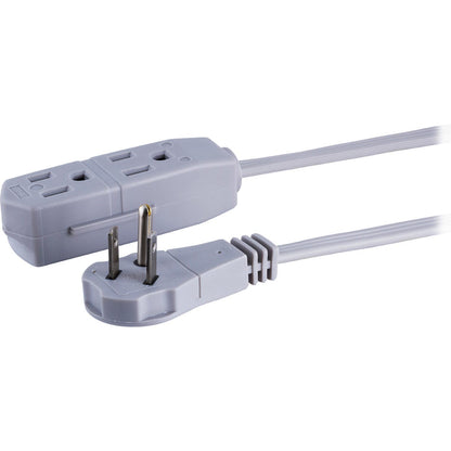 GE 3-Outlet 15ft. Extension Cord with Right-Angle Plug, Gray