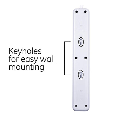 GE 4-Outlet 2-USB 3ft. Surge Protector, White