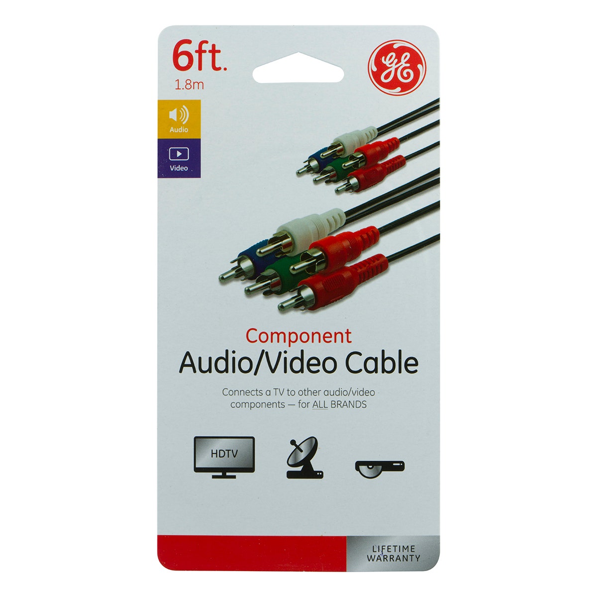 GE 6ft. Audio/Video Component Cable with RCA-Type Connectors, Black