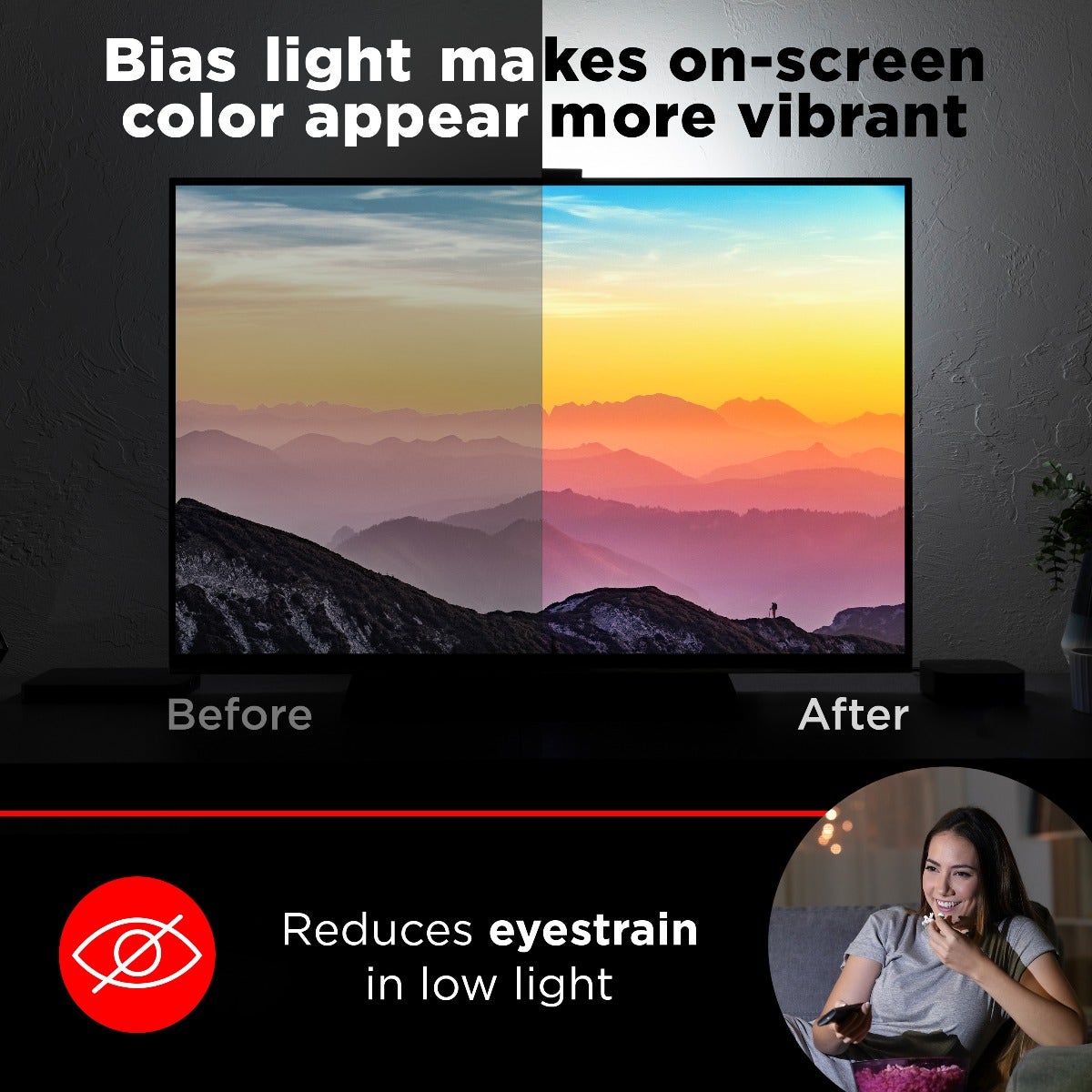UltraPro Enlighten Backlight TV Bracket with Bias LED Lighting, Black