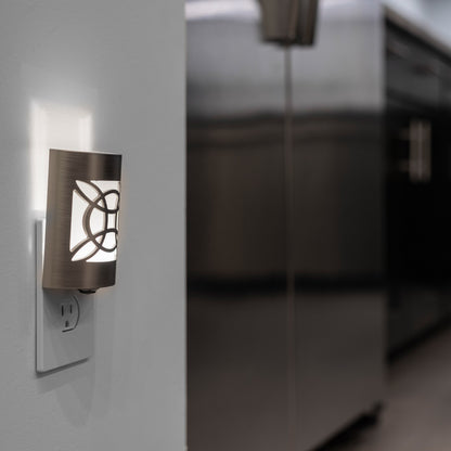 GE CoverLite Celtic Design Light Sensing LED Night Light, Brushed Nickel