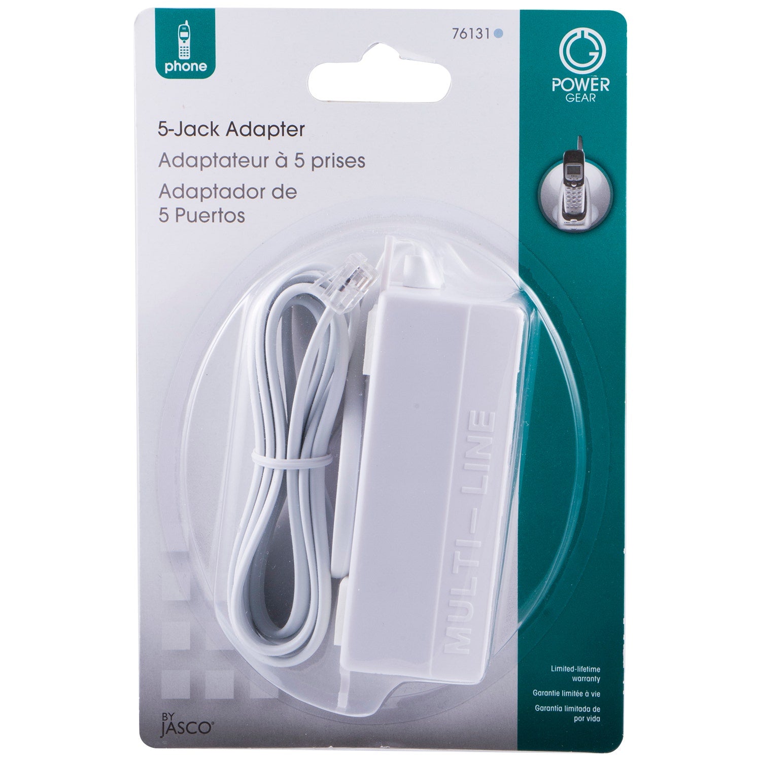 Power Gear 5-Jack Phone Line Splitter, White