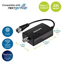 Philips Indoor Antenna Amplifier with AC Power Adapter, Black