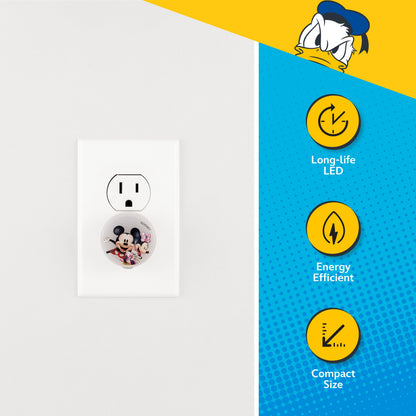Disney Mickey and Minnie Light-Sensing GLO Dot Night Light, 2 Pack, White