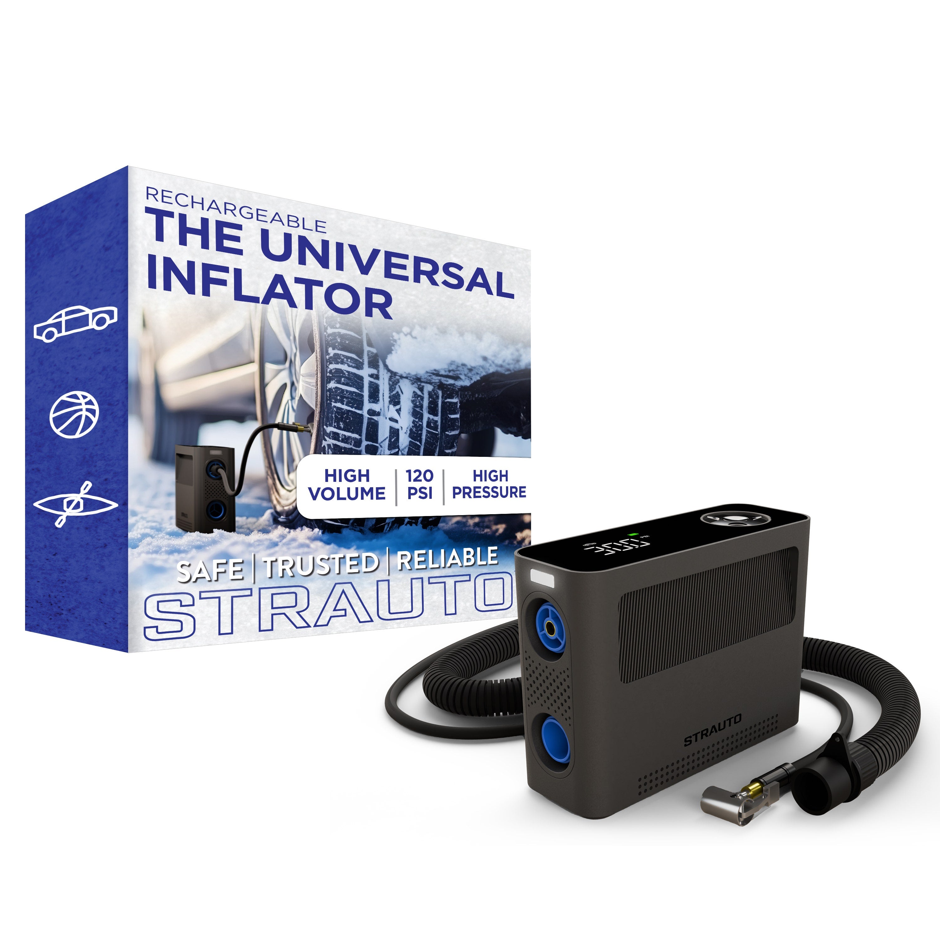 Strauto Rechargeable Universal Inflator, Black