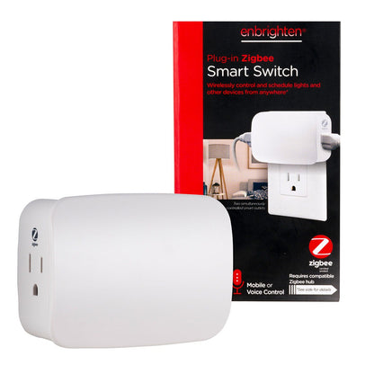 Enbrighten Zigbee Plug-In Smart Switch with Dual Controlled Outlets, White