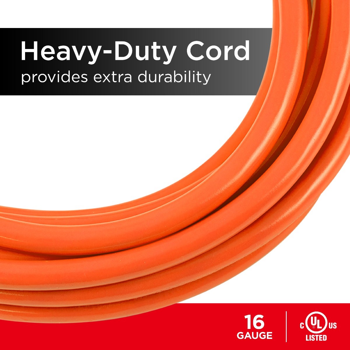 UltraPro 3-Outlet 9ft. Heavy Duty Indoor/Outdoor Extension Cord, Orange