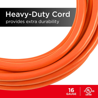 UltraPro 3-Outlet 9ft. Heavy Duty Indoor/Outdoor Extension Cord, Orange