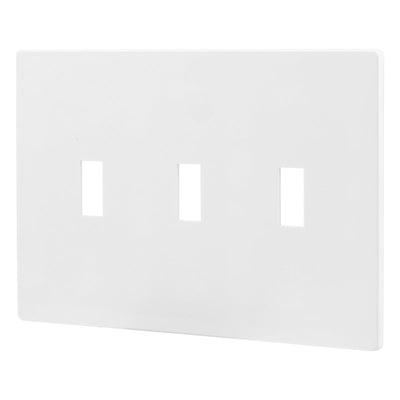 Power Gear Triple Toggle Screwless Wall Plate, White, 5 Pack