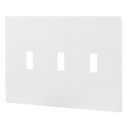 Power Gear Triple Toggle Screwless Wall Plate, White