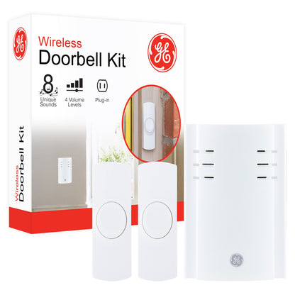 GE Plug-In 8-Chime Wireless Door Chime Kit, White