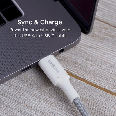 Cordinate 6ft. USB-A to USB-C Braided Charging Cable, Gray/White