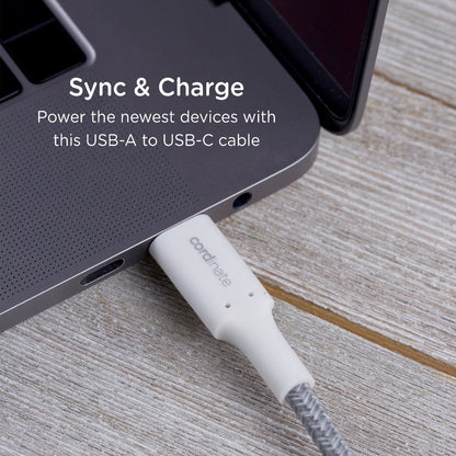 Cordinate 6ft. USB-A to USB-C Braided Charging Cable, Gray/White