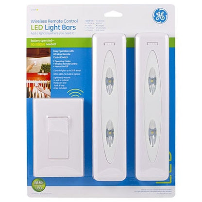 GE Battery Operated LED Light Bars with Remote, White, 2 Pack