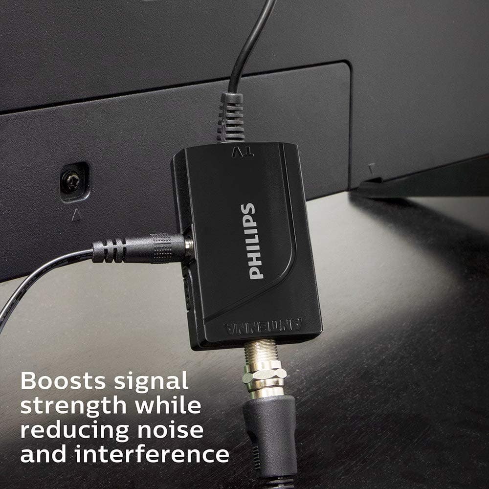 Philips Indoor Antenna Amplifier with AC Power Adapter, Black