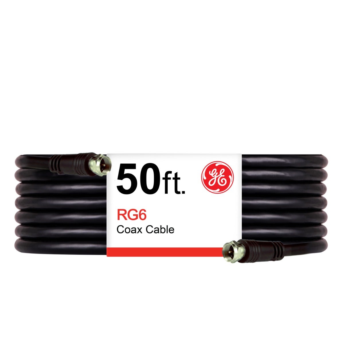 GE 50ft. RG6 Coaxial Cable with F-Type Connectors, Black
