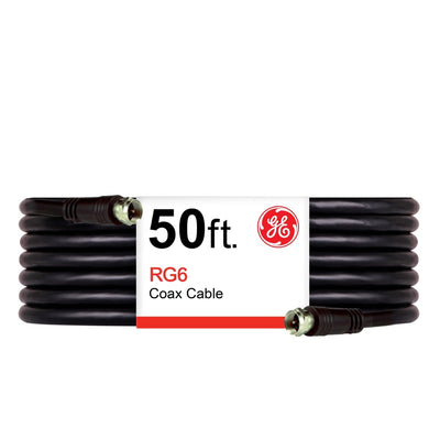 GE 50ft. RG6 Coaxial Cable with F-Type Connectors, Black