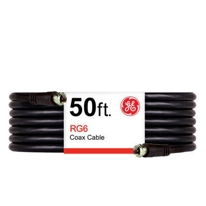 GE 50ft. RG6 Coaxial Cable with F-Type Connectors, Black
