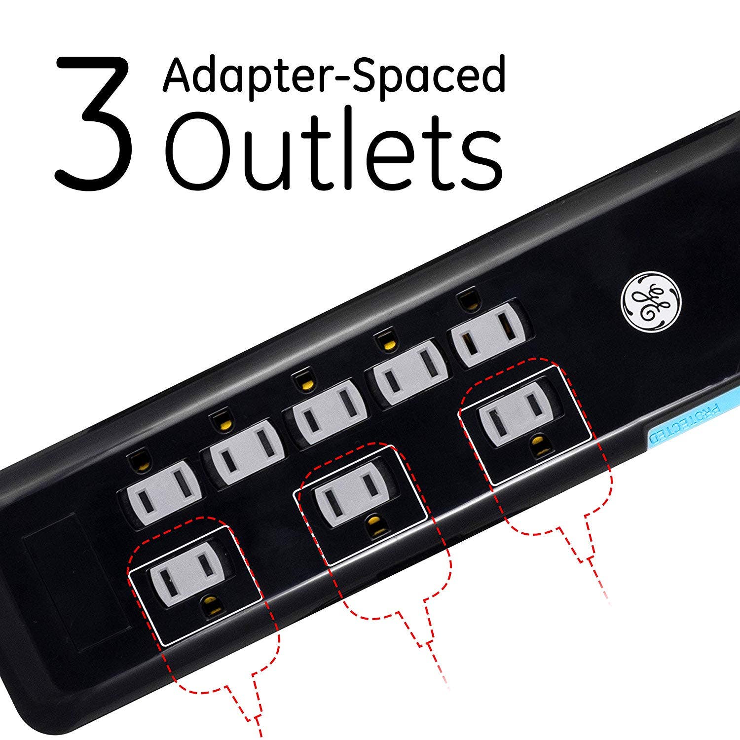 GE  8-Outlet 2-USB 4ft. Surge Protector, Black