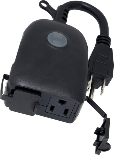 Enbrighten VIBE Outdoor Plug-in 2-Outlet WiFi Smart Switch, Black