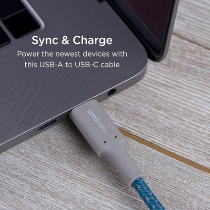 Cordinate 6ft. USB-A to USB-C Braided Charging Cable, Blue/Gray