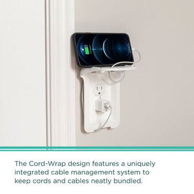 Cordinate Cord-Wrap Duplex Receptacle Wall Plate with Shelf, 2 Pack, White