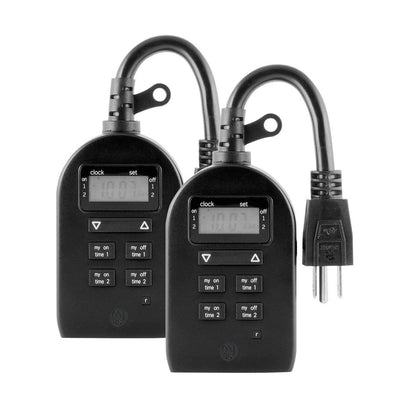 myTouchSmart Indoor/Outdoor Plug-In Digital Timer, 2 Pack, Black