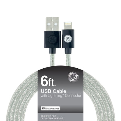 GE 6ft. USB-A Lightning Charging Cable, Silver