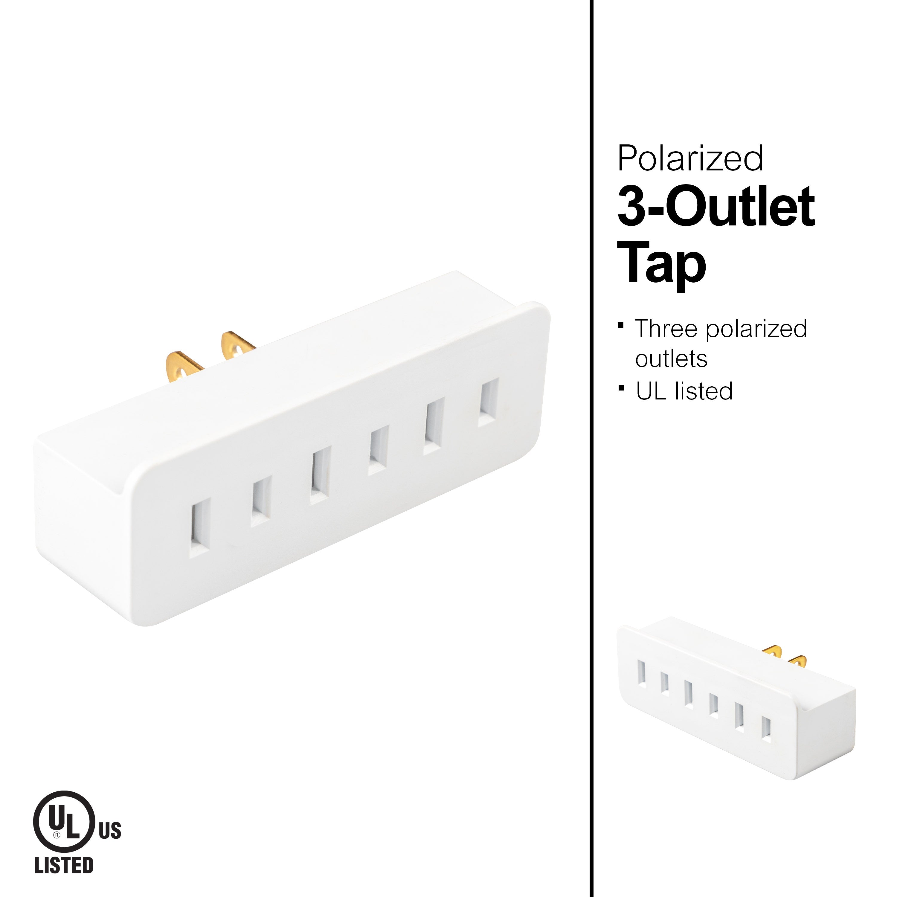 GE 3-Outlet Polarized Wall Tap, White