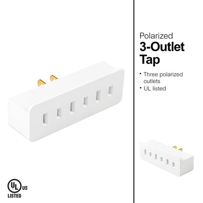 GE 3-Outlet Polarized Wall Tap, White