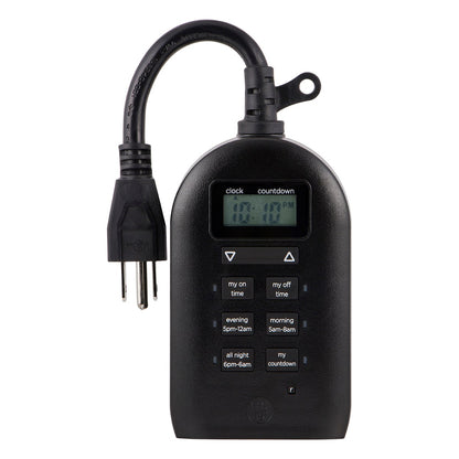 myTouchSmart Indoor/Outdoor Plug-In Simple Digital Timer, Black