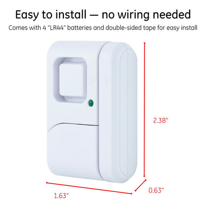 GE Battery Operated Magnetic Window or Door Alarm, 4 Pack, White