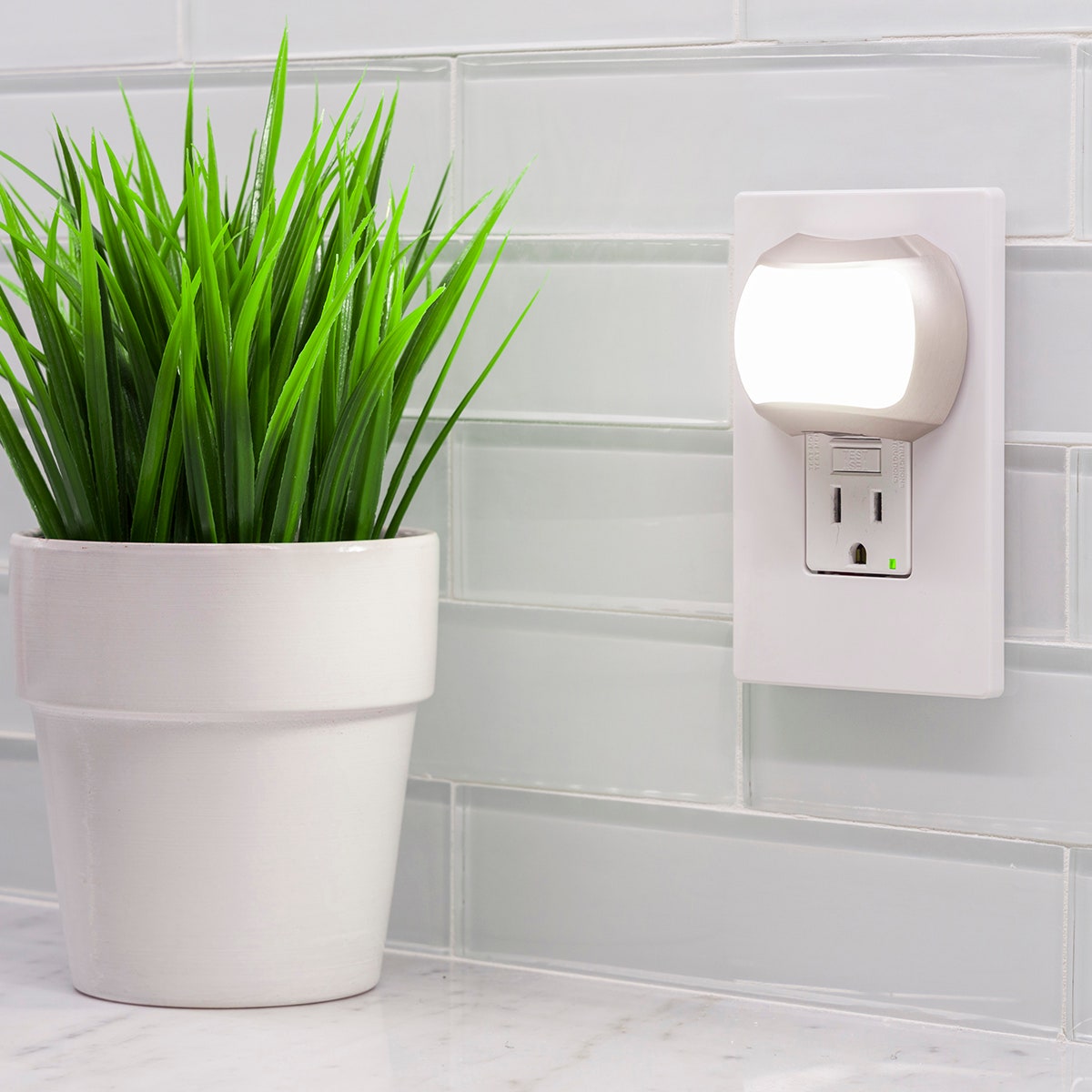 GE Light Sensing LED Night Light, Brushed Nickel
