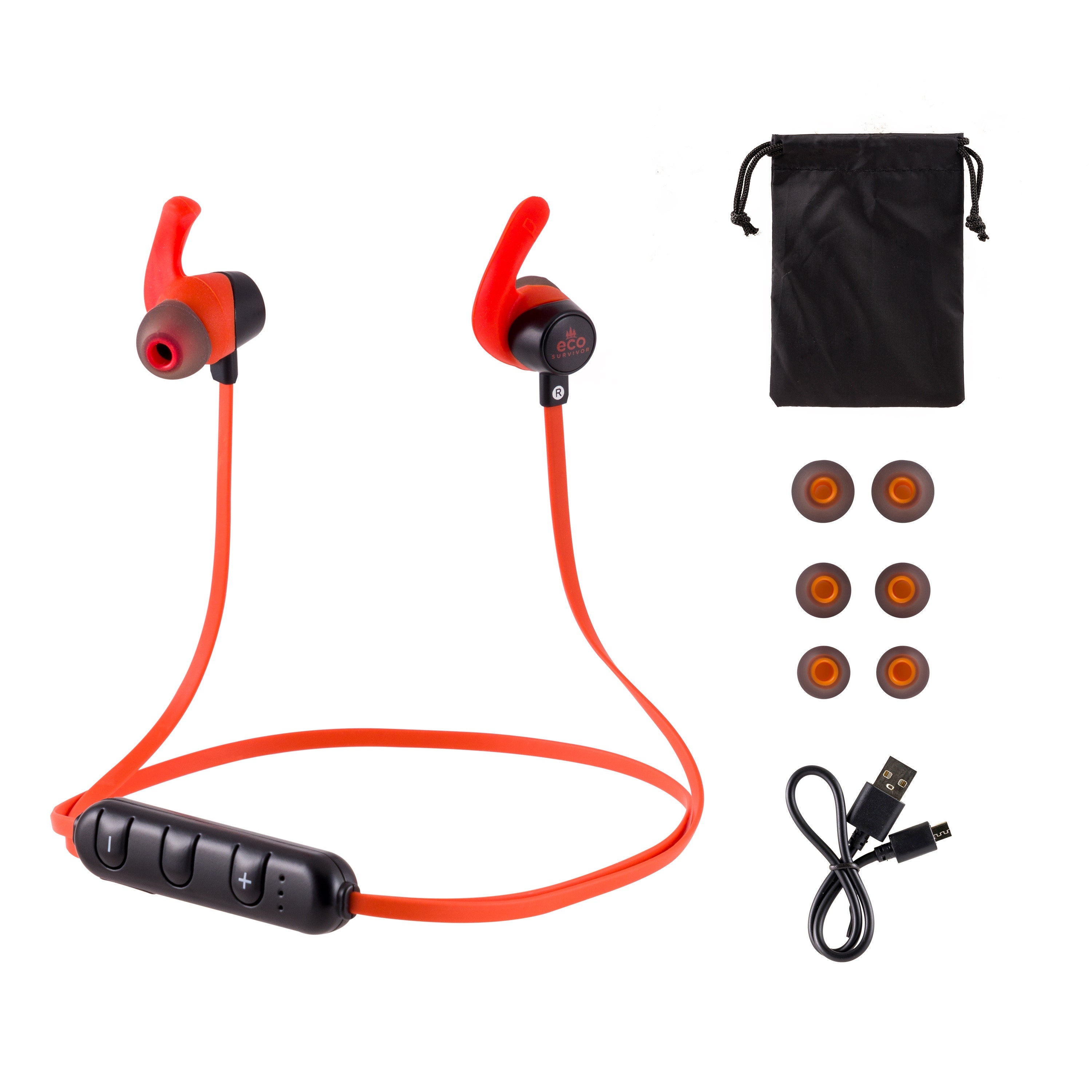 EcoSurvivor IPX4 Bluetooth Earbuds, Orange